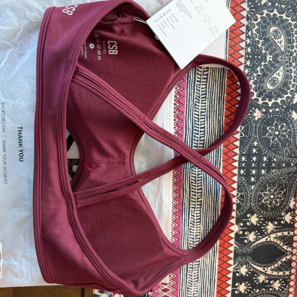 Crop Shop Boutique, Medium Burgundy Sports Bra, Serenity Millie, New with Tags - Picture 2 of 5
